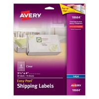 Avery Easy Peel Clear Shipping Labels for Inkjet Printers, 3.3 x 4-Inches 
